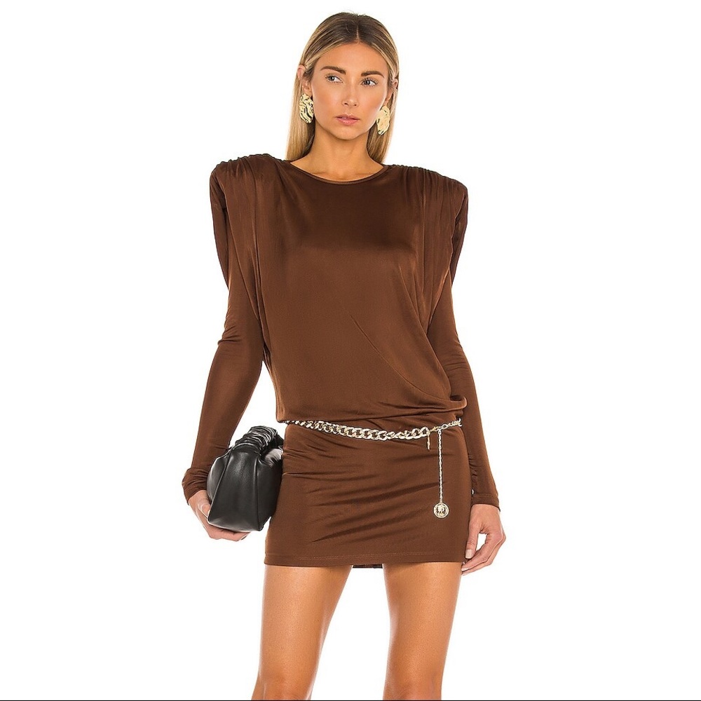 NBD Nicholas Mini Dress in Dark Brown Small